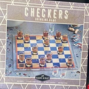 Checkers Drinking Game Set - Blue and Gold